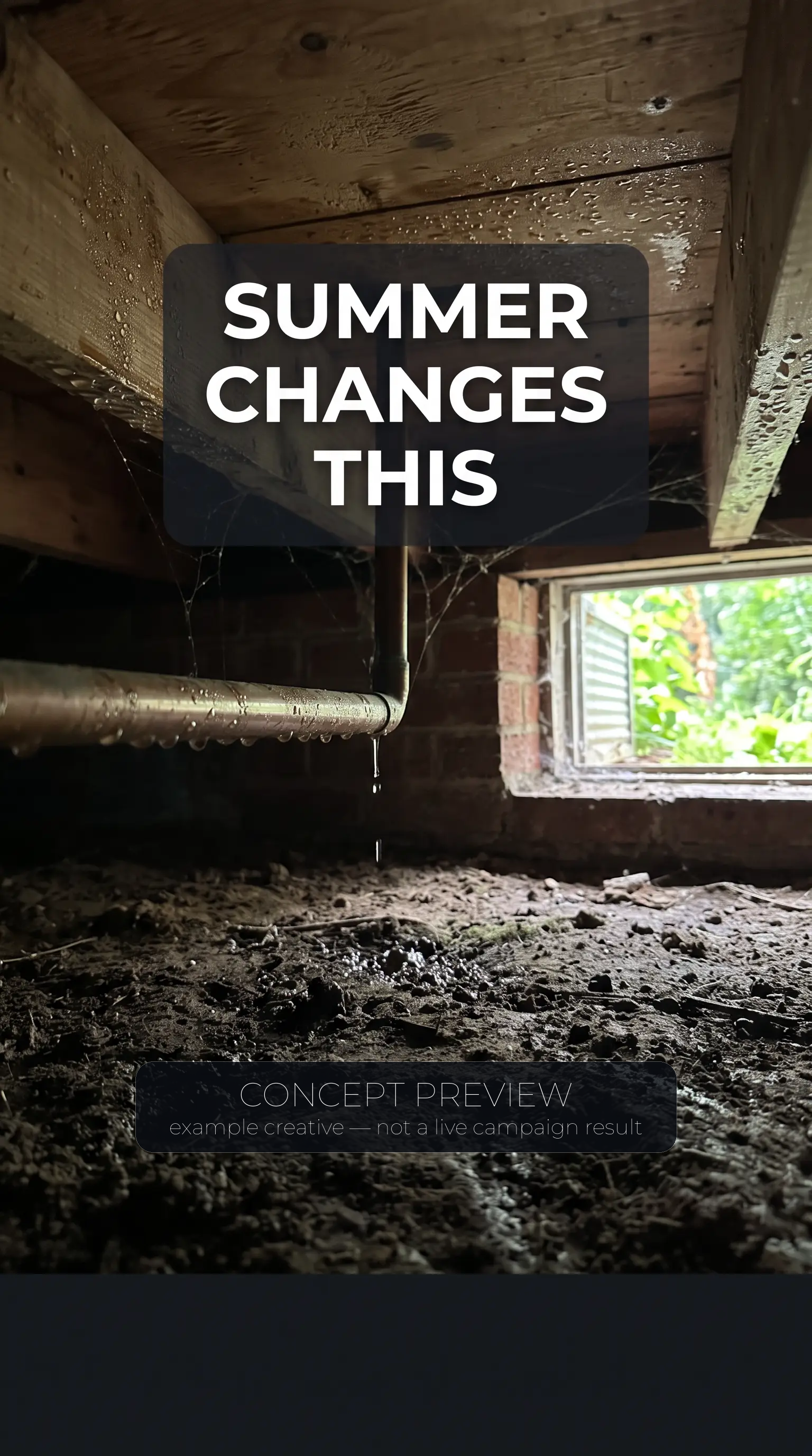 Crawlspace Repair — Summer Humidity Timing — Seal Before Rot Spreads example picture — concept preview, not a live campaign result