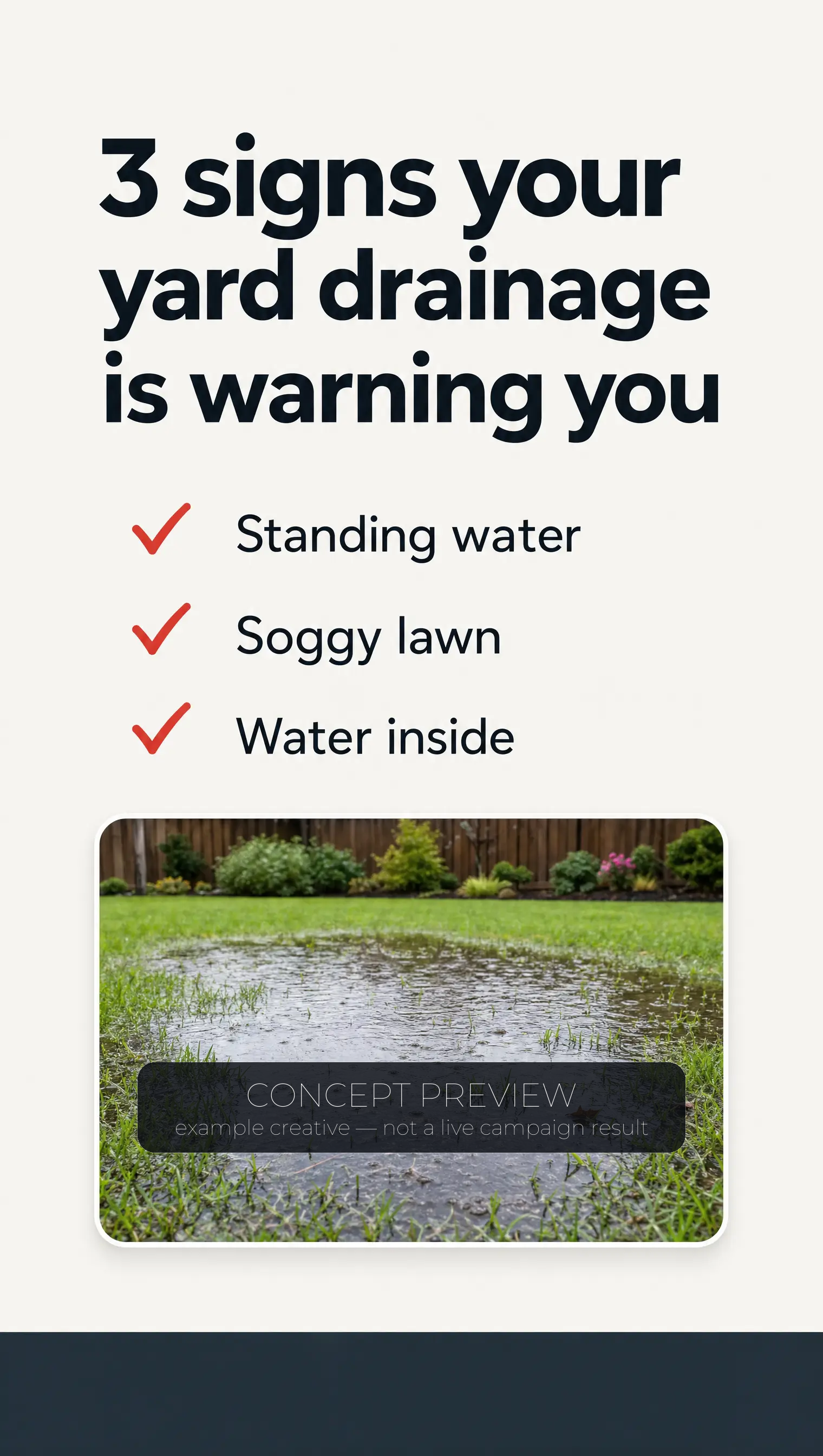 Drainage Correction — 4 Yard-Drainage Warning Signs Checklist example picture — concept preview, not a live campaign result