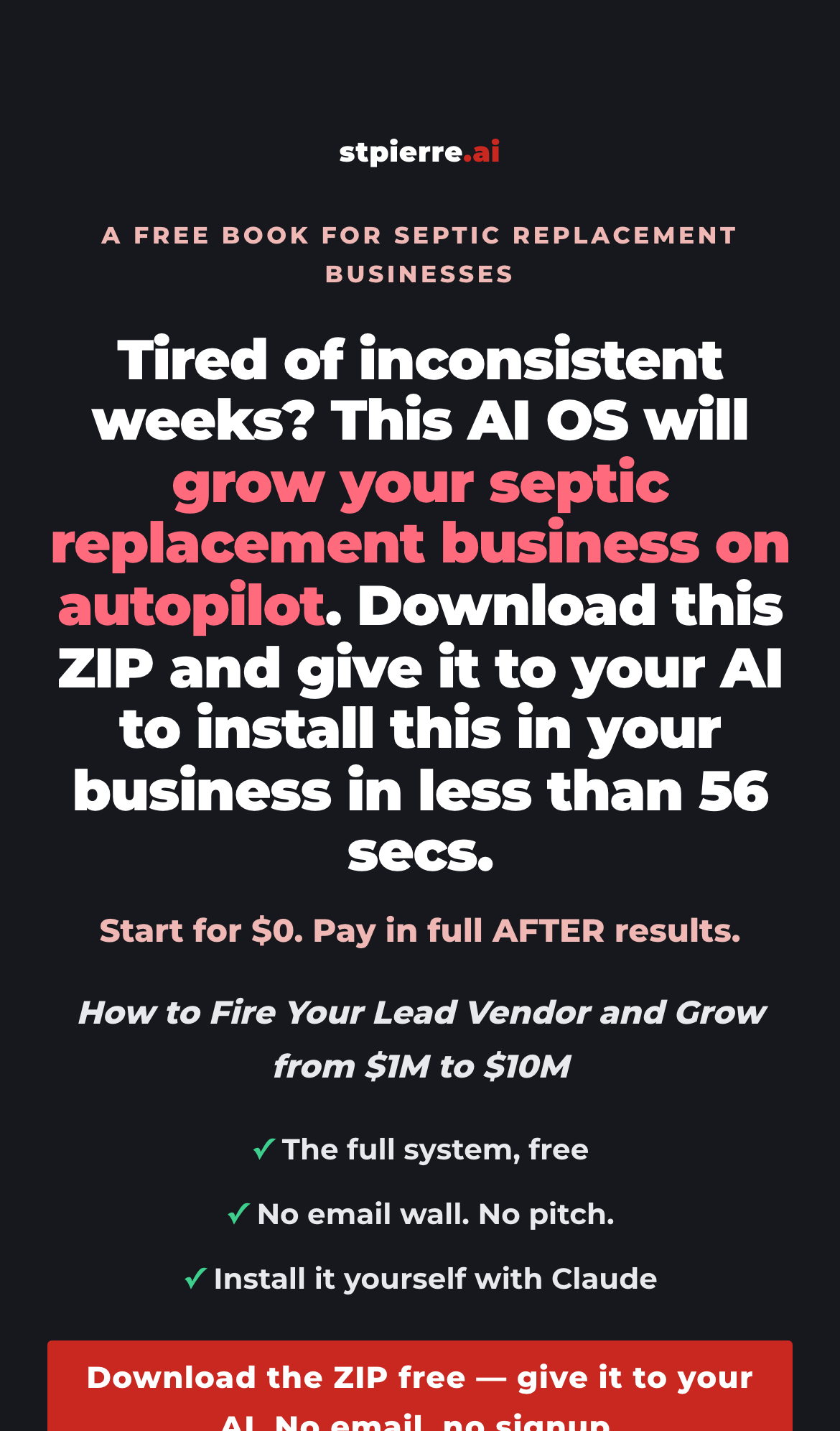 Septic Replacement niche book cover