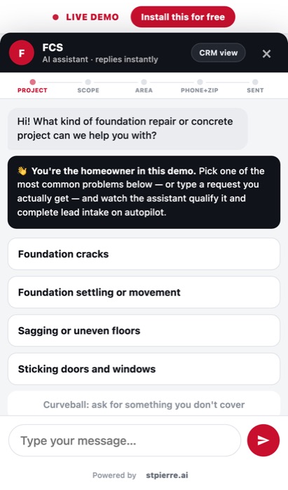 Real product screenshot: Greets the homeowner