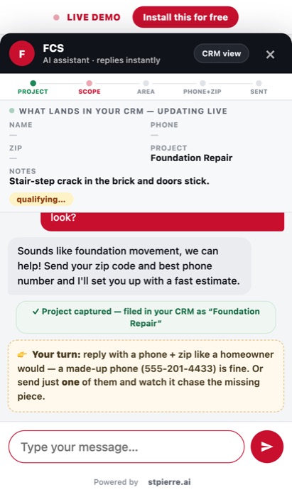 Real product screenshot: Asks the five questions