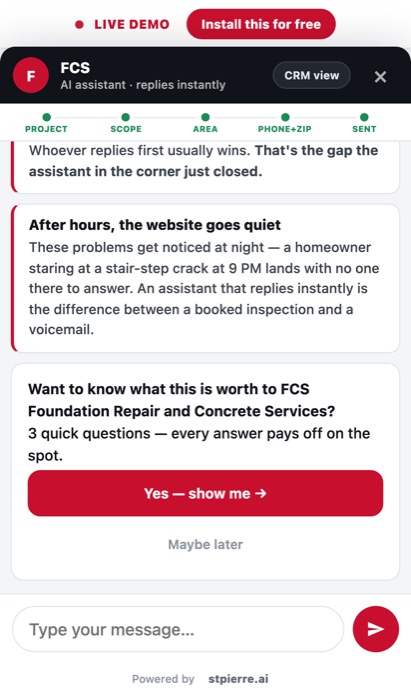 Real product screenshot: Booked — full lead card